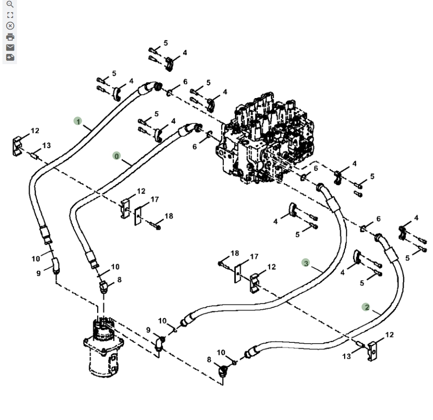 Hitachi ZX670LC-5G installation diagram showing hydraulic hose 4398423 at Pipe No. 2