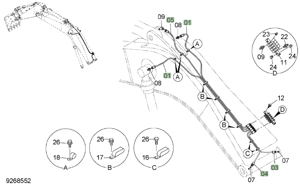 Hitachi ZX650LC-3 installation diagram showing hydraulic hose 4317872 at Pipe No. 3