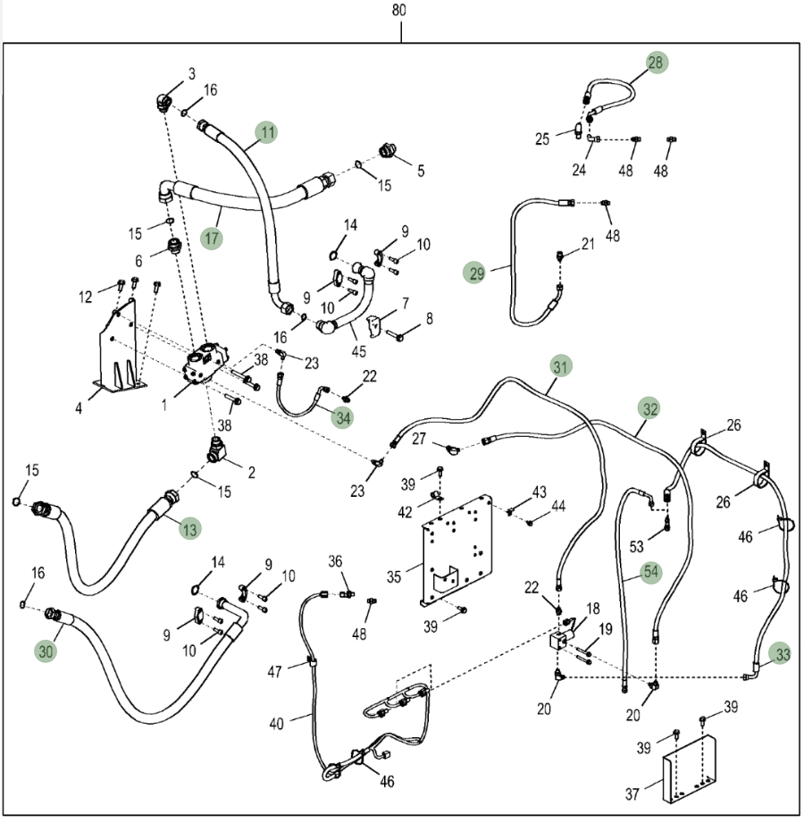 Hitachi ZX290LC-5G installation diagram showing hydraulic hose FF509627 at Pipe No. 17