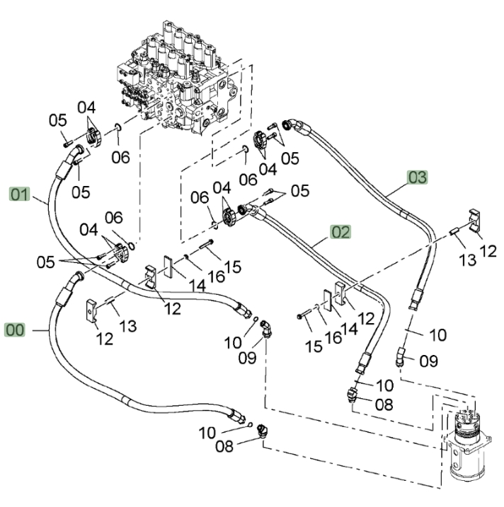 Hitachi ZX650LC-3 installation diagram showing hydraulic hose 4398423 at Pipe No. 2