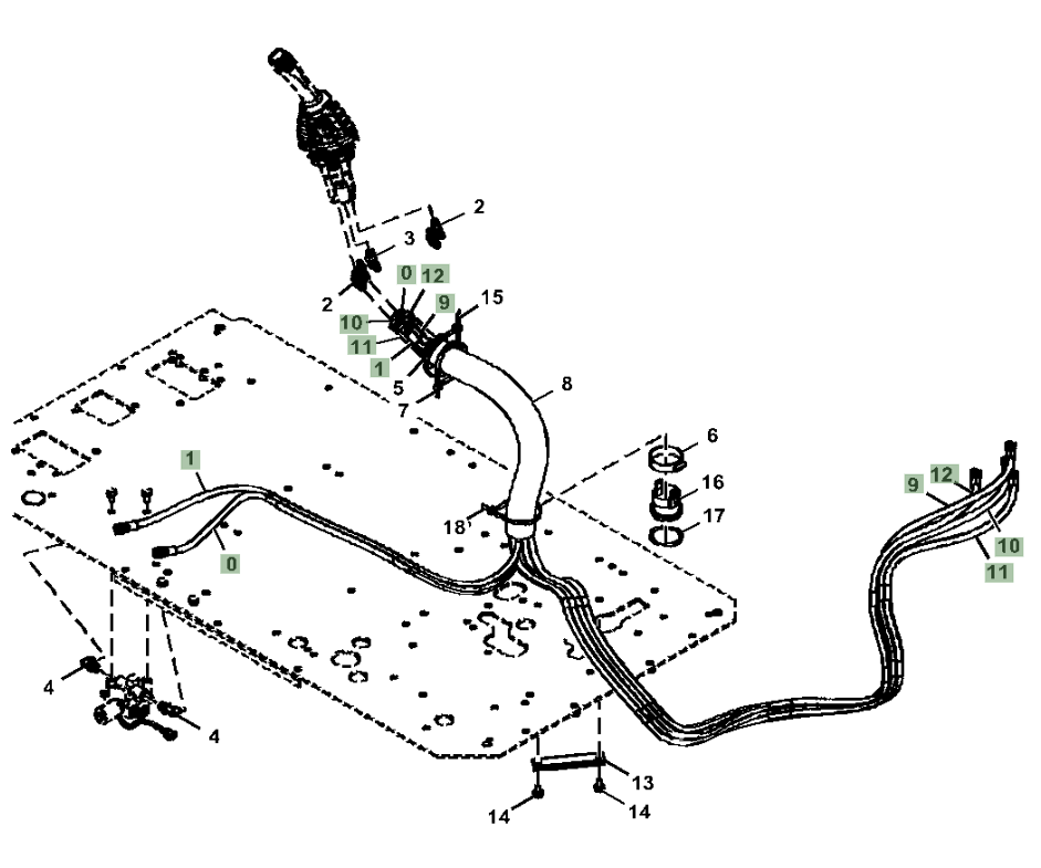 Hitachi ZX210LC-5G installation diagram showing hydraulic hose 4707586 at Pipe No. 10