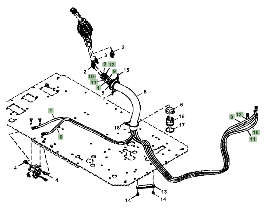 Hitachi ZX210-5G installation diagram showing hydraulic hose 4656533 at Pipe No. 12