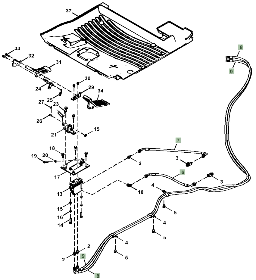Hitachi ZX350LC-6N installation diagram showing hydraulic hose 4648205 at Pipe No. 7