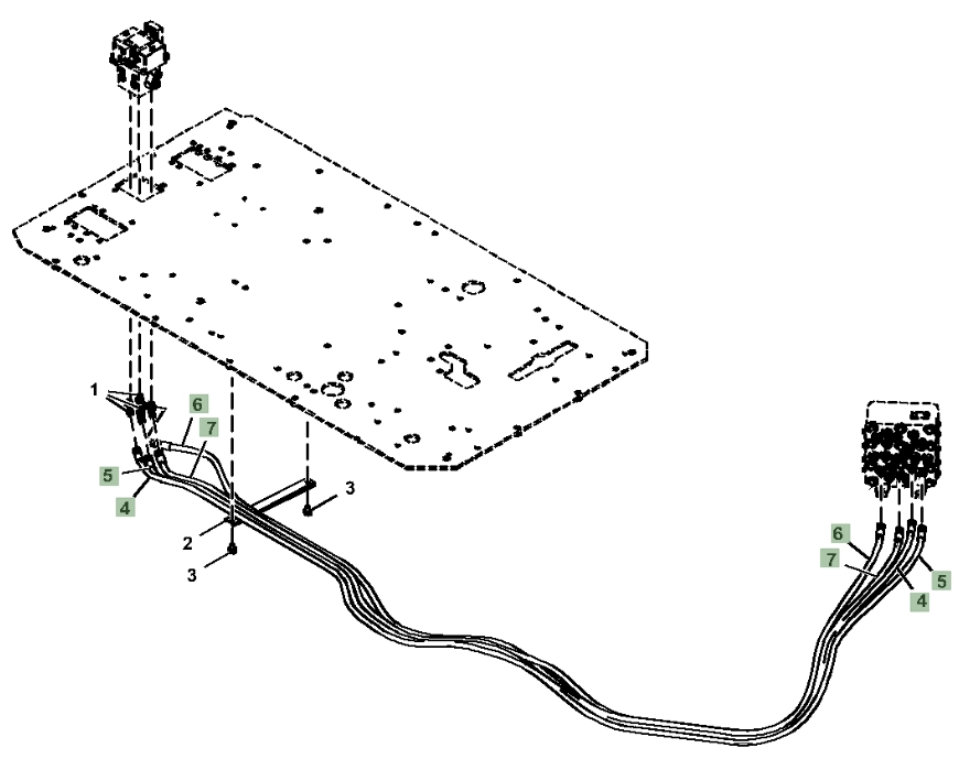 Hitachi ZX180LC-6N installation diagram showing hydraulic hose 4431844 at Pipe No. 7