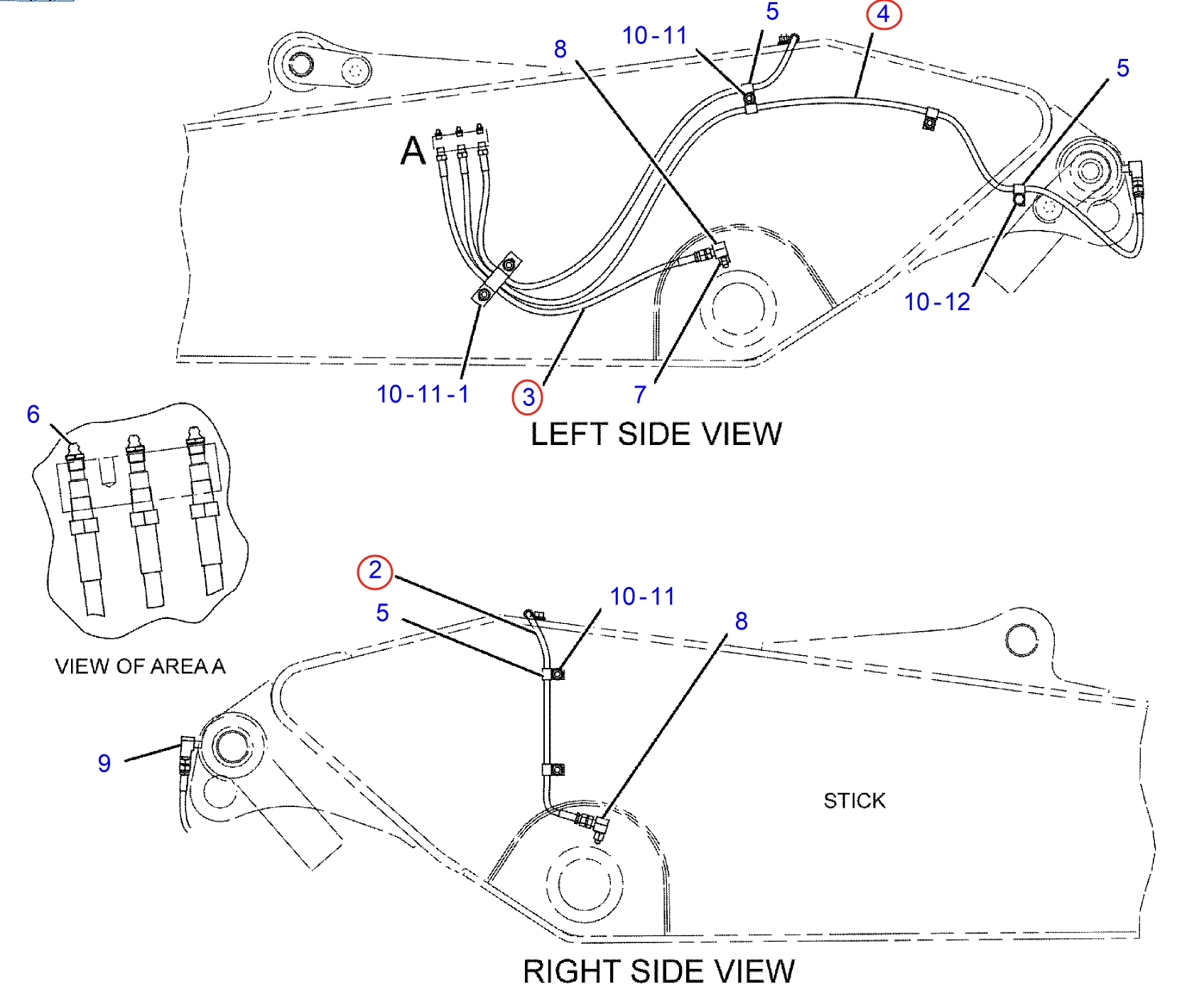 Caterpillar CAT®312E L installation diagram showing hydraulic hose 101-2170 at Pipe No. 3