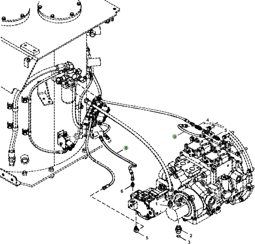 Hitachi ZX470LC-5B installation diagram showing hydraulic hose 4200496 at Pipe No. 0