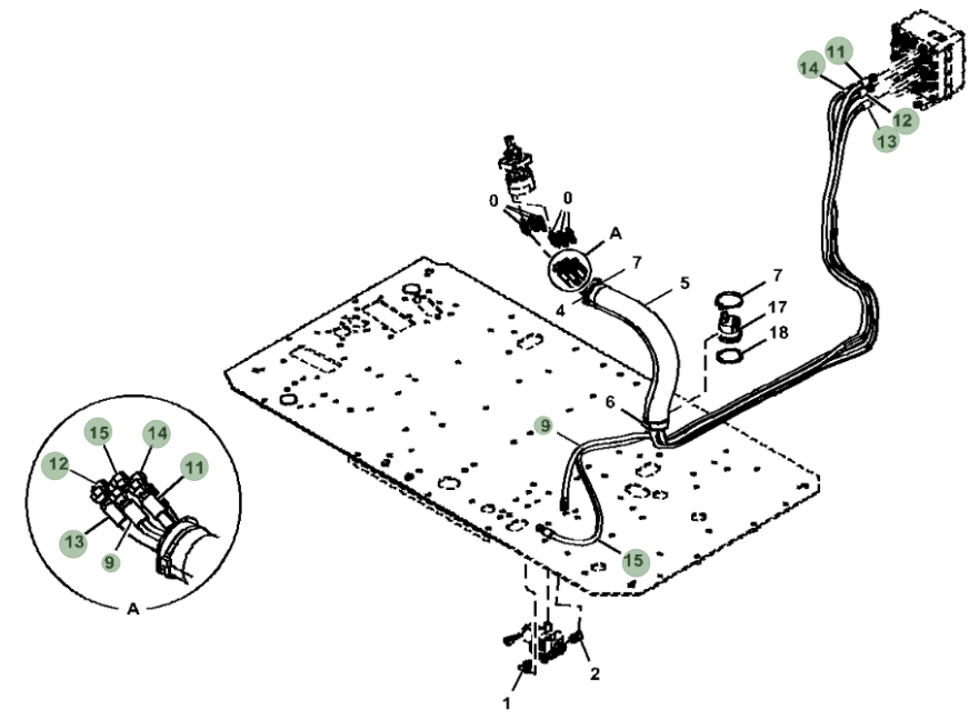 Hitachi ZX190W-6N installation diagram showing hydraulic hose 4725864 at Pipe No. 15
