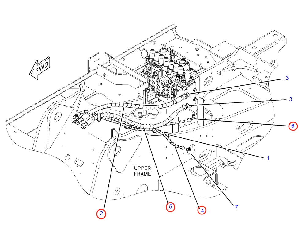 Caterpillar CAT®316F installation diagram showing hydraulic hose 223-6869 at Pipe No. 2