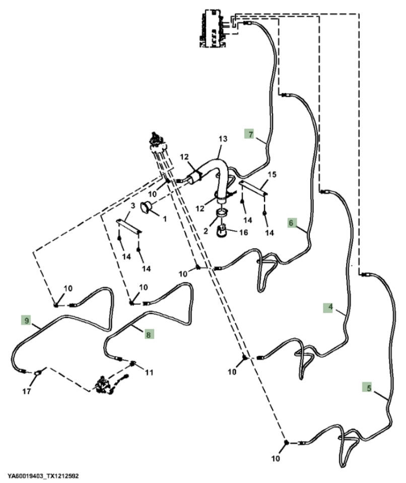 Hitachi ZX260F-FE-6N installation diagram showing hydraulic hose 4707581 at Pipe No. 8