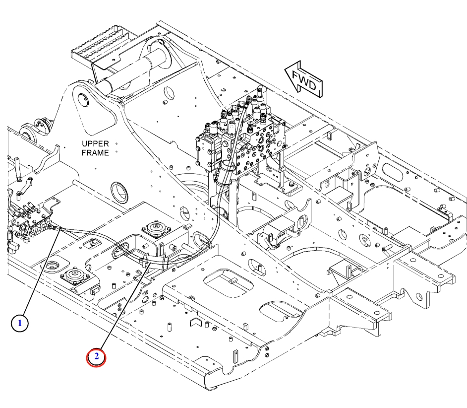 Caterpillar CAT®316F installation diagram showing hydraulic hose 7I-8252 at Pipe No. 2