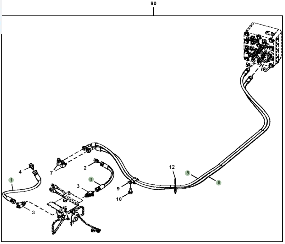 Hitachi ZX135US-6N installation diagram showing hydraulic hose 4442429 at Pipe No. 1