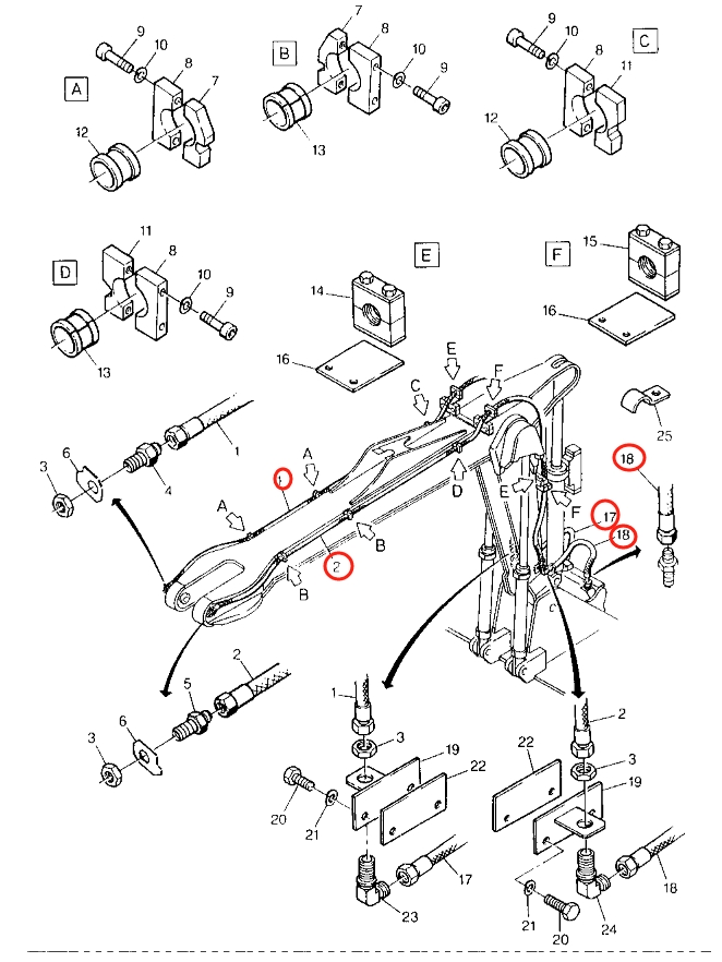 Caterpillar CAT®212 installation diagram showing hydraulic hose 8U-4329 at Pipe No. 1