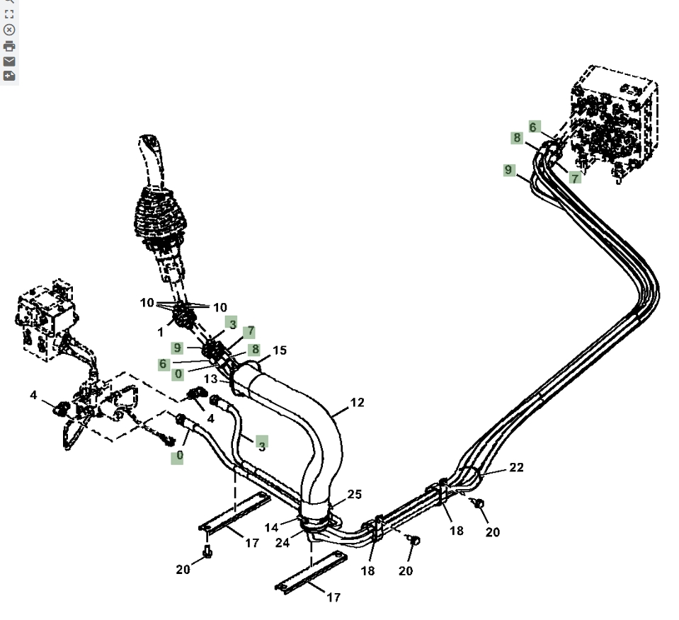 Hitachi ZX135US-5N installation diagram showing hydraulic hose 4444732 at Pipe No. 6