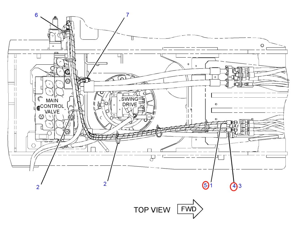 Caterpillar CAT®318F installation diagram showing hydraulic hose 371-2999 at Pipe No. 4