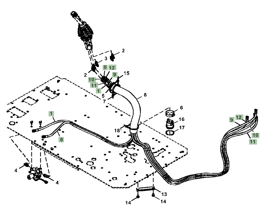 Hitachi ZX250LC-5G installation diagram showing hydraulic hose 4713022 at Pipe No. 0