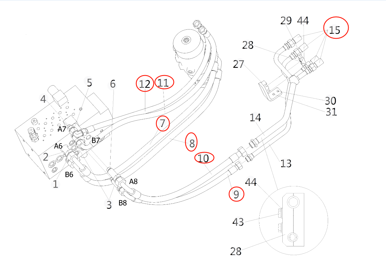 Sunward SWE150E installation diagram showing hydraulic hose 730501005408 at Pipe No. 11