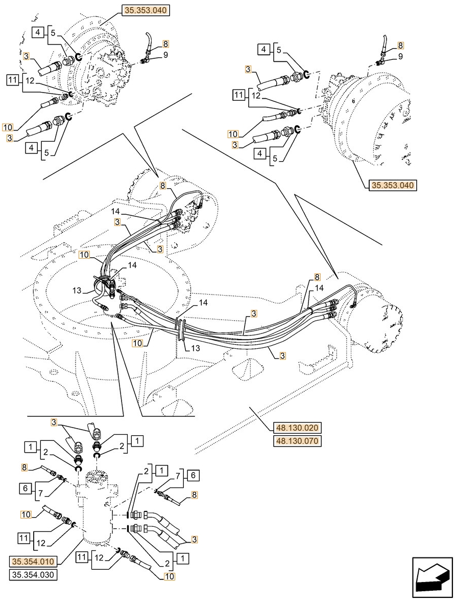 Case CX180E LC installation diagram showing hydraulic hose 165933A1 at Pipe No. 10