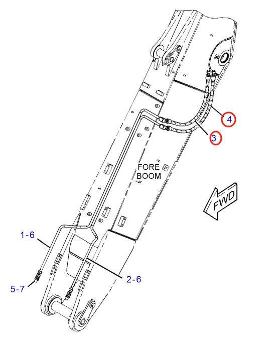 Caterpillar CAT®315F LCR installation diagram showing hydraulic hose 372-9624 at Pipe No. 3