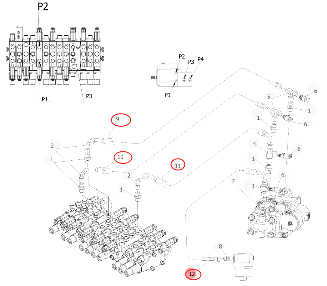 Sunward SWE20F-3 installation diagram showing hydraulic hose 730502000092 at Pipe No. 12