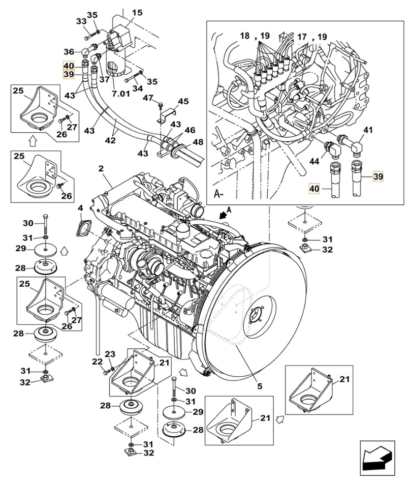 Case CX350C-8 installation diagram showing hydraulic hose KSH1054 at Pipe No. 39