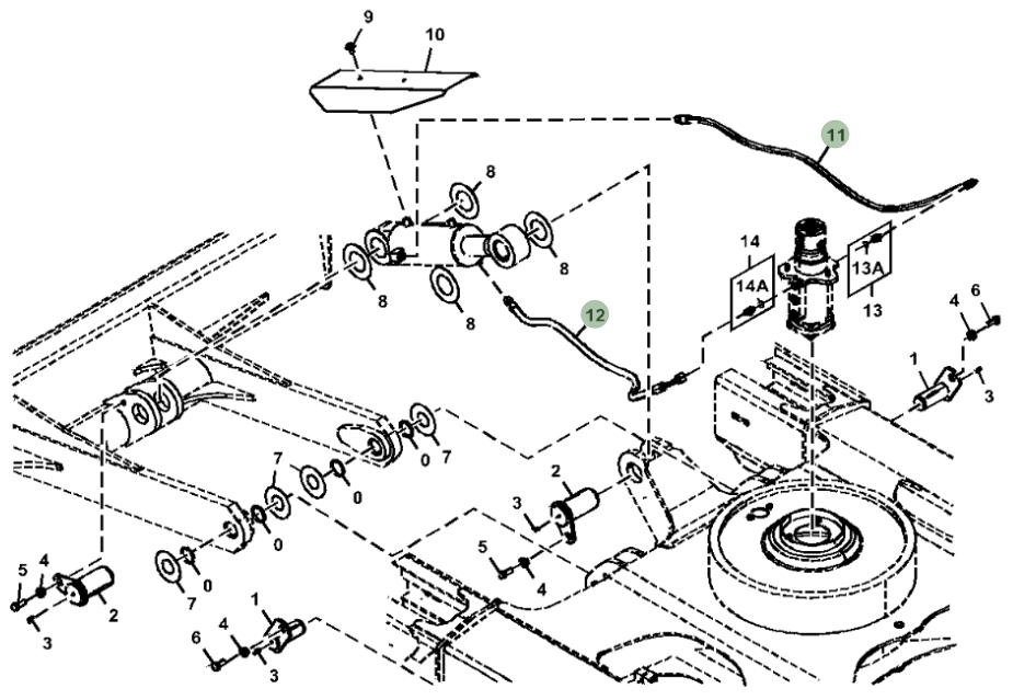 Hitachi ZX75US-5N installation diagram showing hydraulic hose 4418939 at Pipe No. 12