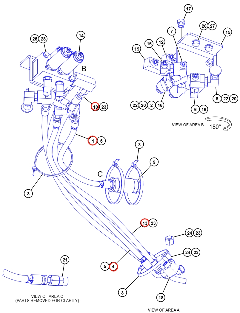 Caterpillar CAT®312F GC installation diagram showing hydraulic hose 4I-1031 at Pipe No. 1