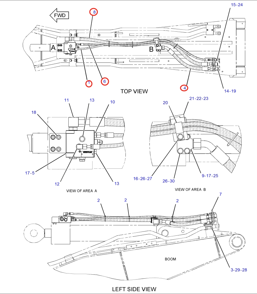 Caterpillar CAT®318E L installation diagram showing hydraulic hose 370-0297 at Pipe No. 8