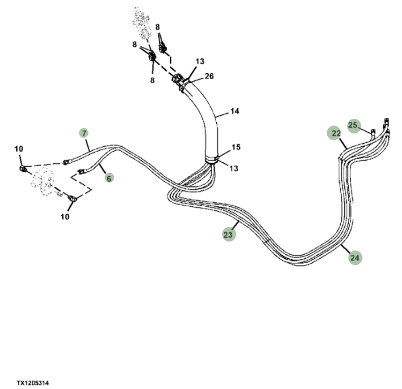 Hitachi ZX210F-3 installation diagram showing hydraulic hose 4656533 at Pipe No. 25