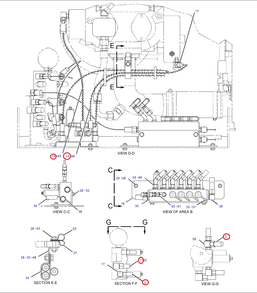 Caterpillar CAT®318C installation diagram showing hydraulic hose 108-7354 at Pipe No. 1