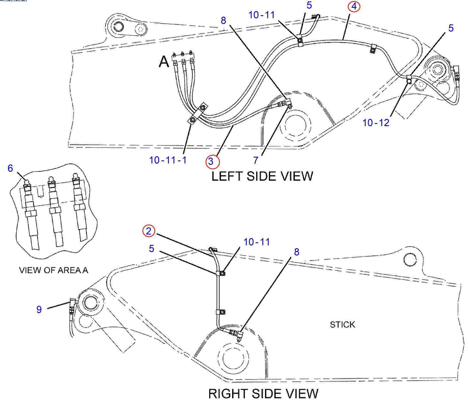 Caterpillar CAT®314D LCR installation diagram showing hydraulic hose 251-2627 at Pipe No. 4