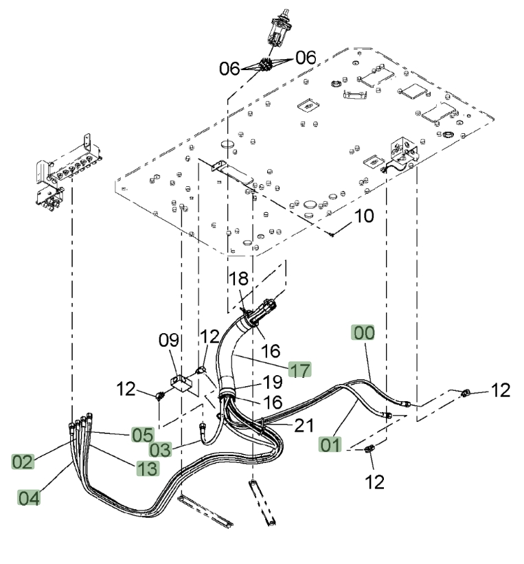 Hitachi ZX650LC-3 installation diagram showing hydraulic hose 4635261 at Pipe No. 1