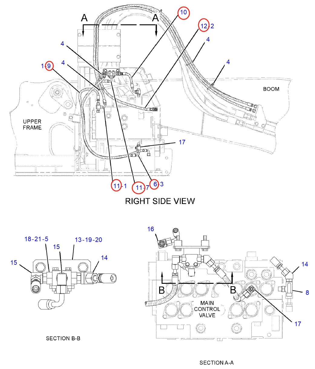 Caterpillar CAT®314D LCR installation diagram showing hydraulic hose 296-7255 at Pipe No. 12