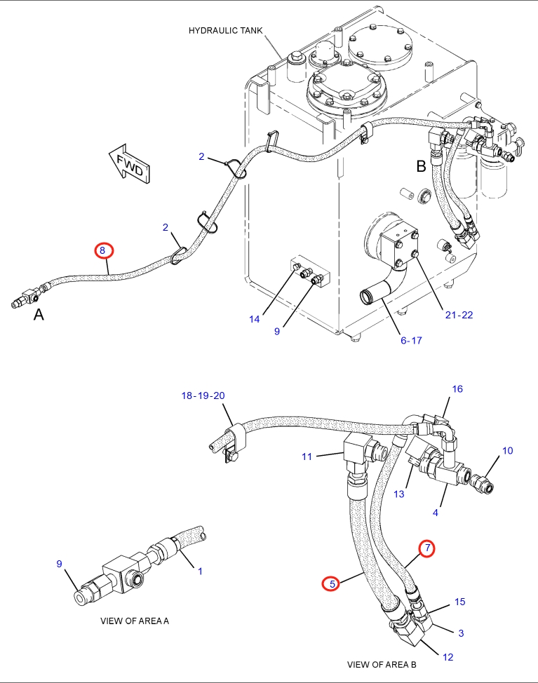 Caterpillar CAT®318D2 L installation diagram showing hydraulic hose 269-9714 at Pipe No. 5