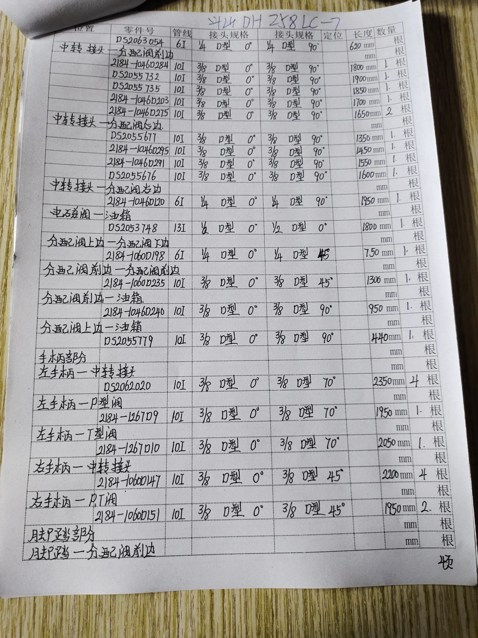 斗山DH258LC-7安装示意图适用于液压胶管2184-1046D284