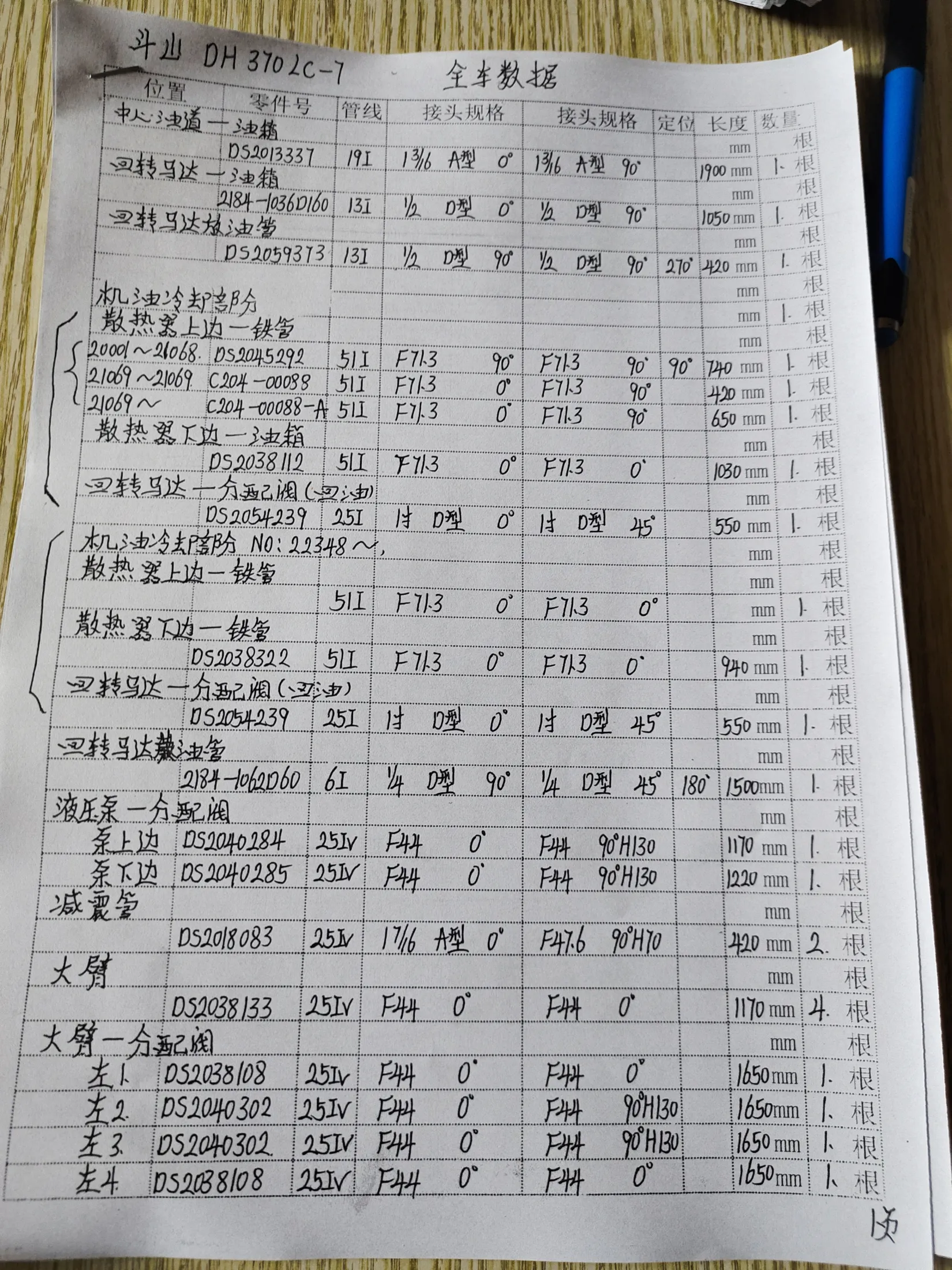 斗山DH370LC-7安装示意图适用于液压胶管2184-1036D160