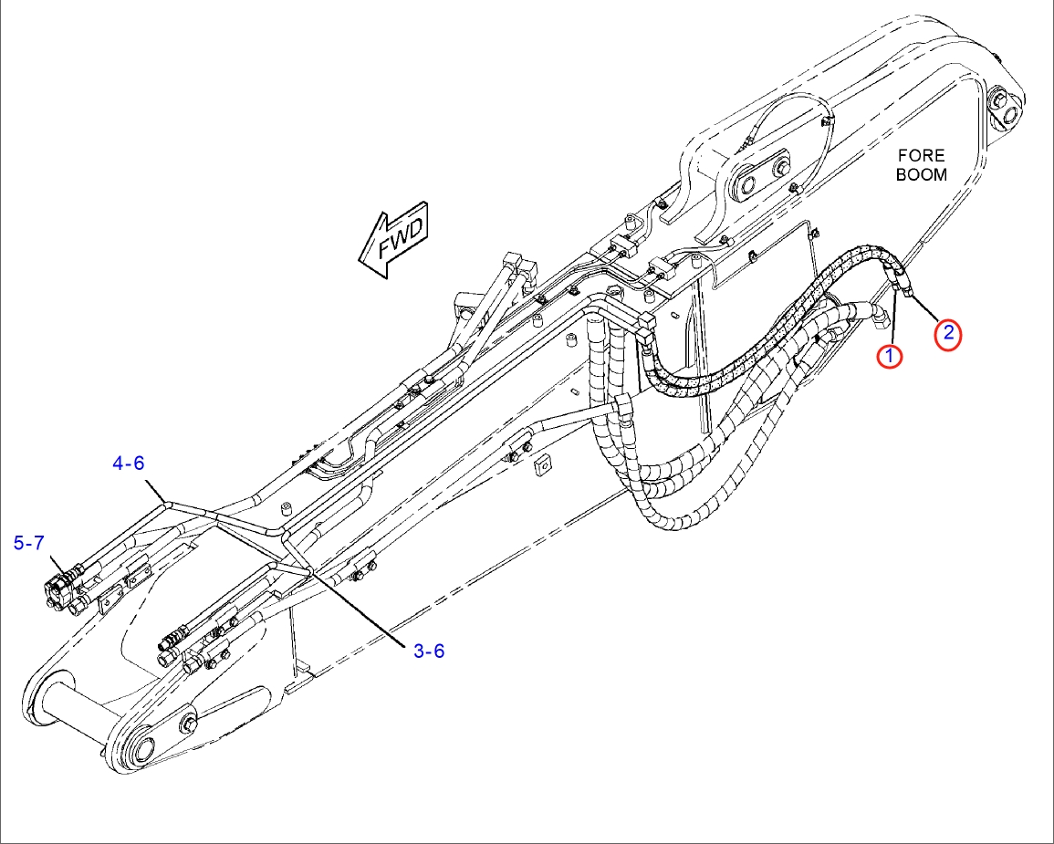 Caterpillar CAT®318E L installation diagram showing hydraulic hose 371-0139 at Pipe No. 1