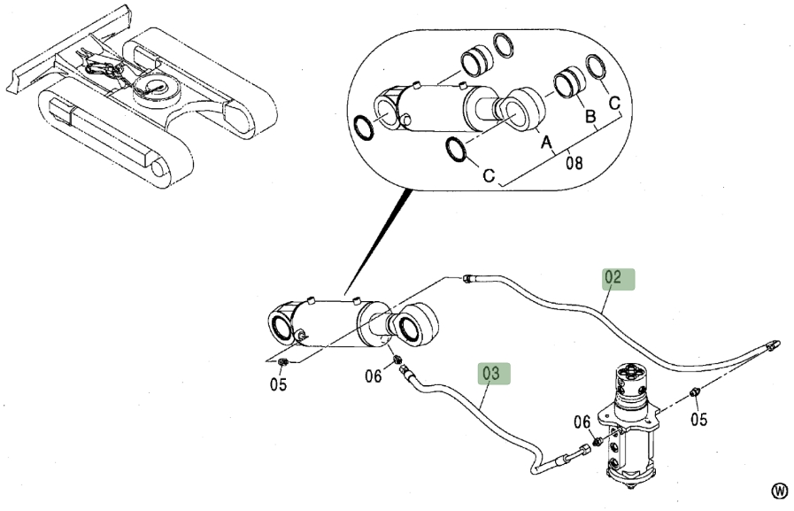 Hitachi ZX80 installation diagram showing hydraulic hose 4418939 at Pipe No. 3