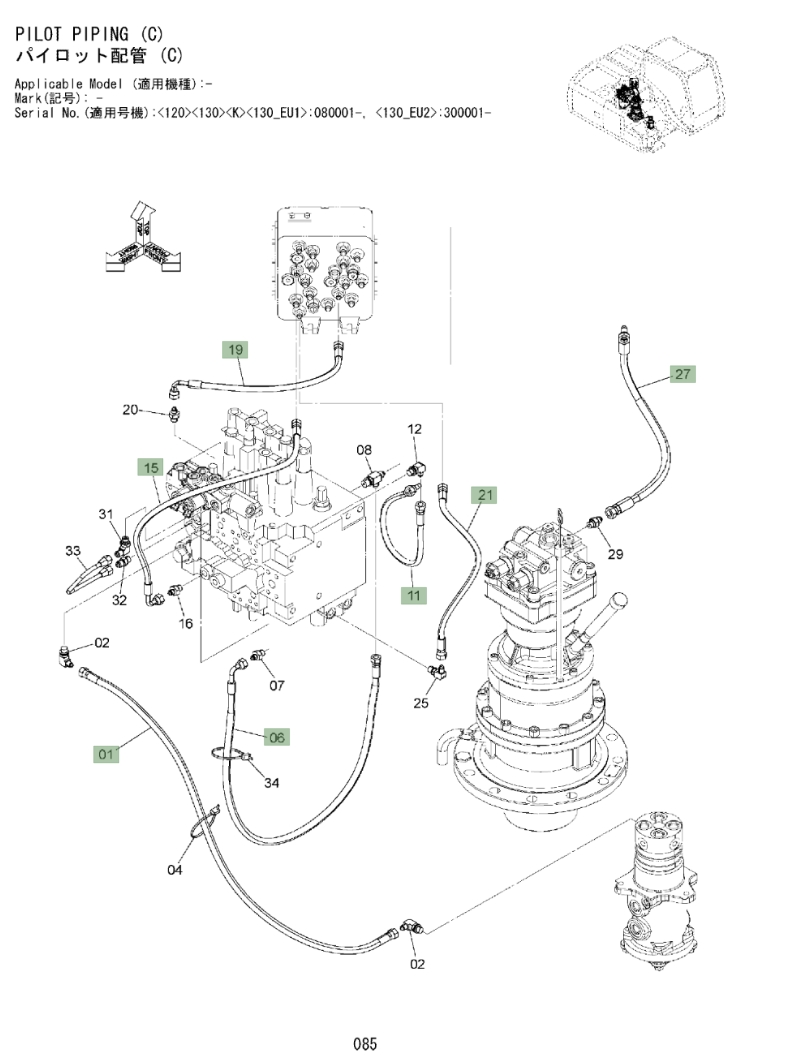Hitachi ZX120-3 installation diagram showing hydraulic hose 4671727 at Pipe No. 11