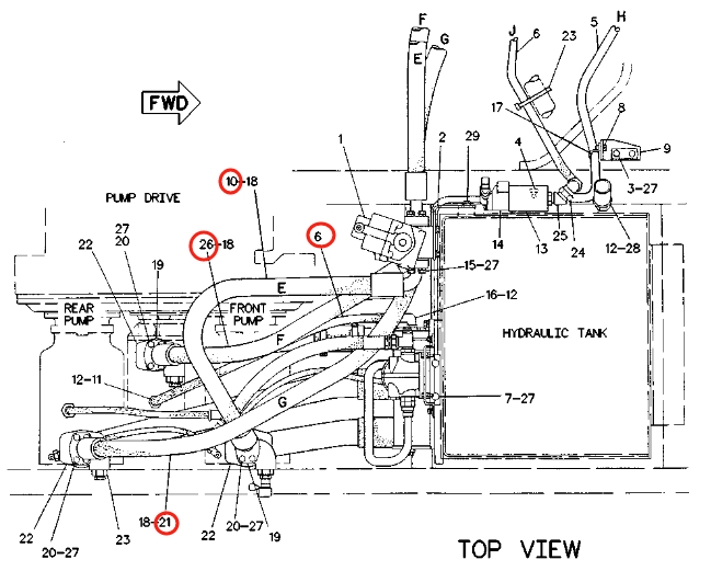Caterpillar CAT®235C installation diagram showing hydraulic hose 2V-8678 at Pipe No. 6
