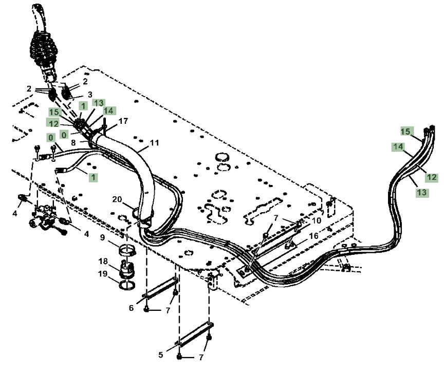 Hitachi ZX300LC-6N installation diagram showing hydraulic hose 4707585 at Pipe No. 1