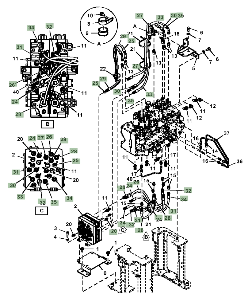 Hitachi ZX245USLC-6N installation diagram showing hydraulic hose 4726351 at Pipe No. 33