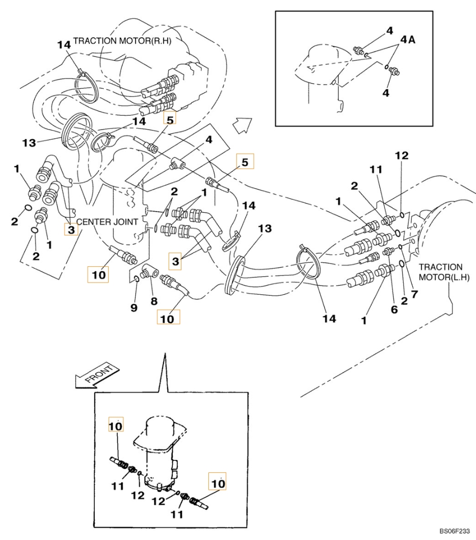 Case CX130 installation diagram showing hydraulic hose 153484A1 at Pipe No. 5