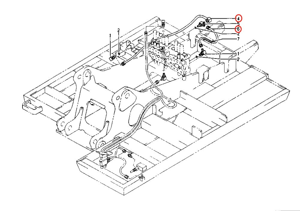Caterpillar CAT®EL200B installation diagram showing hydraulic hose 085-4610 at Pipe No. 4
