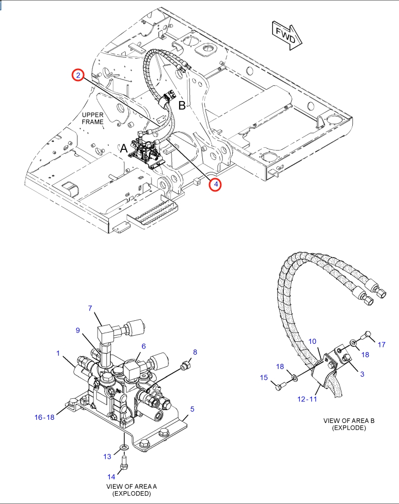 Caterpillar CAT®316F installation diagram showing hydraulic hose 361-8963 at Pipe No. 4