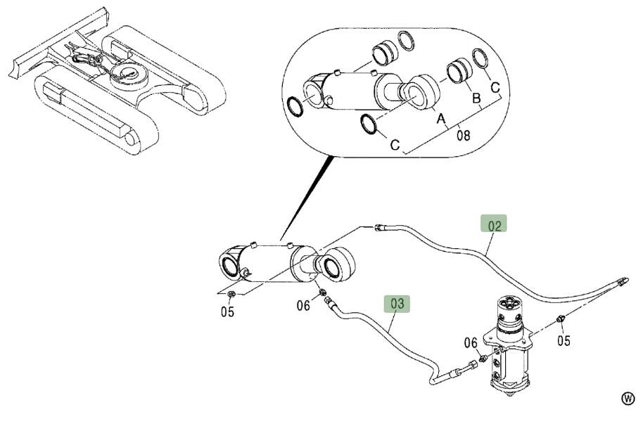 Hitachi ZX75US installation diagram showing hydraulic hose 4368038 at Pipe No. 2