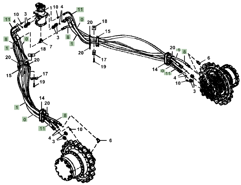 Hitachi ZX210LC-6N installation diagram showing hydraulic hose 4629656 at Pipe No. 1