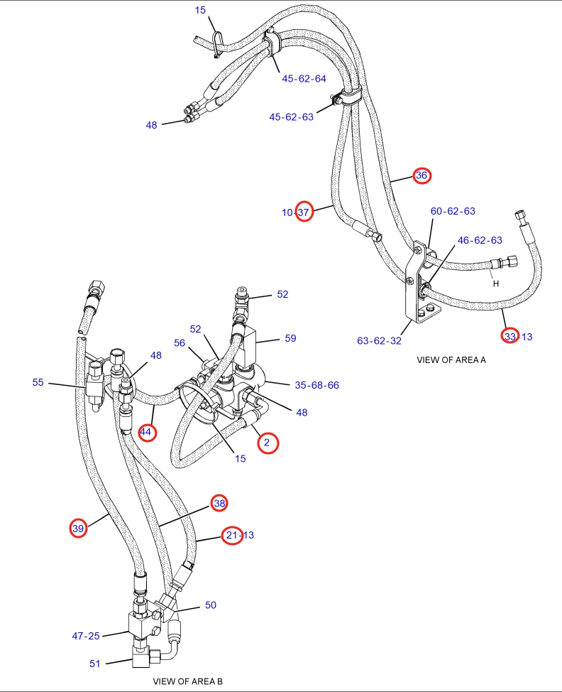 Caterpillar CAT®318D2 L installation diagram showing hydraulic hose 325-8876 at Pipe No. 39