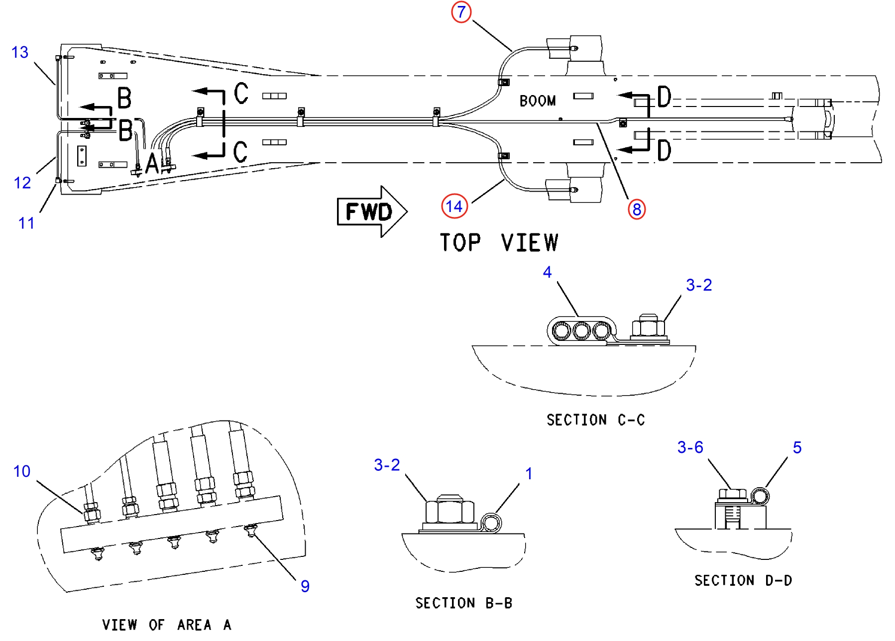 Caterpillar CAT®315C installation diagram showing hydraulic hose 134-9137 at Pipe No. 8