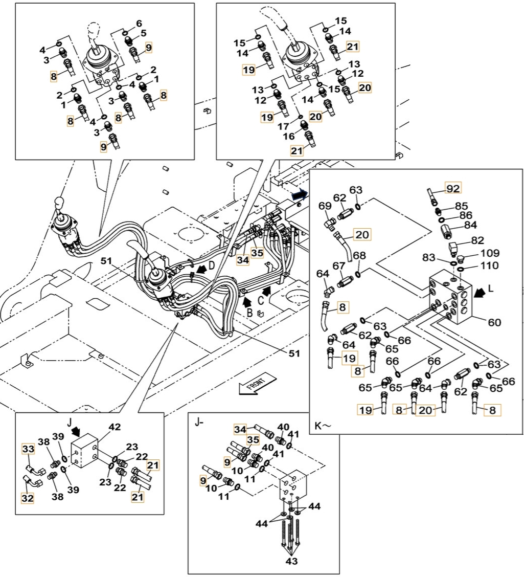 Case CX370B installation diagram showing hydraulic hose 159213A1 at Pipe No. 9