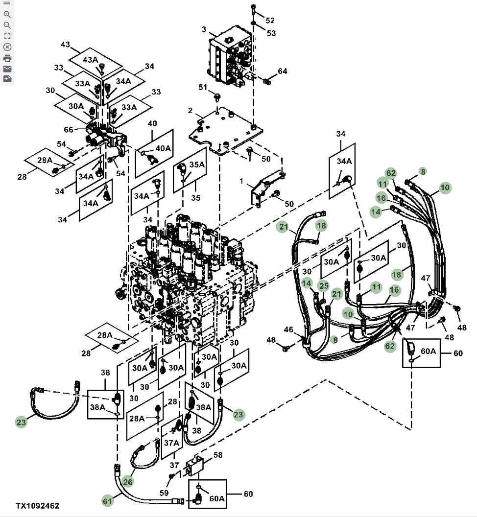 Hitachi ZX870LC-5B installation diagram showing hydraulic hose 4713489 at Pipe No. 25